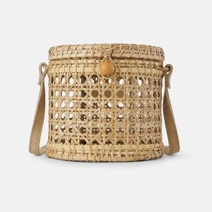 ZARA Wicker Basket Crossbody Bag Purse